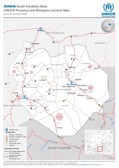 Document - UNHCR in Sudan - South Kordofan Presence and Refugees Location Map - January 2023