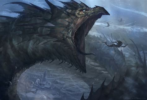 leviathan, digital art, creature, fantasy art, Sea Serpent, HD Wallpaper | Rare Gallery