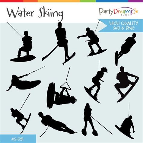 Water Skiing silhouette instant download png by PartyDreamsShop