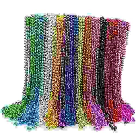 144 Pcs Mardi Gras Beads Bulk 33 Inch 7mm Carnival Beaded Necklaces - D ...