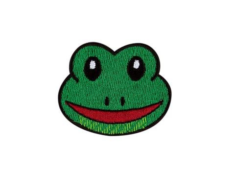 Frog Face Emoji Embroidered Iron On Patch FREE SHIPPING