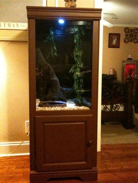 Here's a tall narrow wooden snake cage with cabinet. | Snake cages, Reptiles pet, Crested gecko