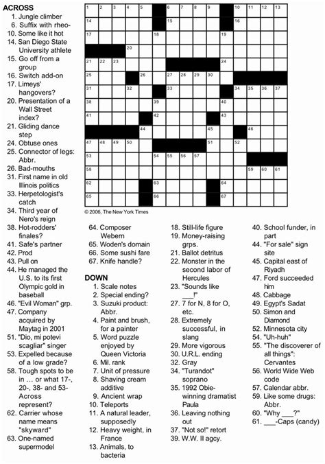 New York Times Printable Crossword