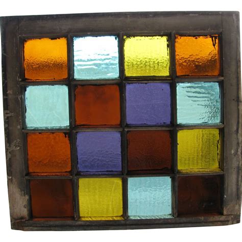 Antique Colored Stained Glass Window 16 Panes SOLD | Ruby Lane