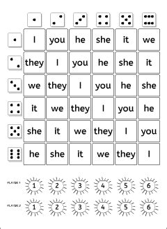 Pronouns dice game | English grammar printables for kids