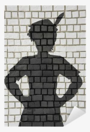 Painted Silhouette Peter Pan On Wall Sticker • Pixers® - Stock ...