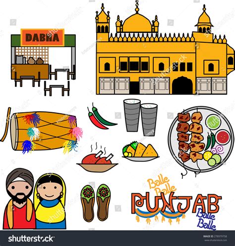 Vector Icons Depicting Culture Punjab India Stock Vector (Royalty Free) 278979758