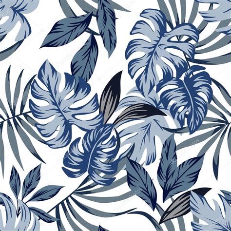 Background: tropical blue | Tropical blue leaves seamless background ...