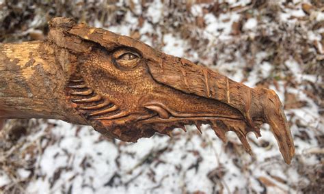 Dragon, Wood Carving, Fantasy Art, by Josh Carte, Hand Carved Sculpture, Wall Art, Rustic Home ...