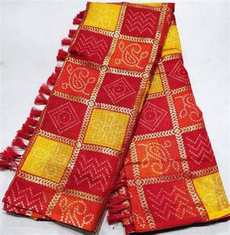 Multicolor Kota Doria Fabric Foil Print With Blouse Rajasthani Indian ...