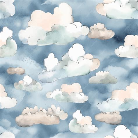 Premium AI Image | Watercolor clouds in the sky wallpaper