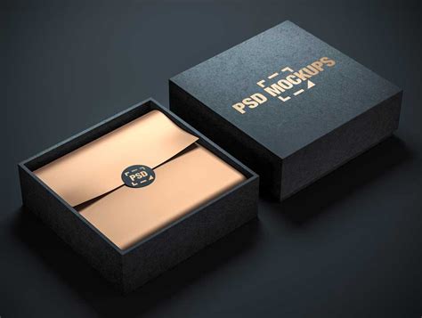 Fabricated Square Jewelry Box Interior & Top Cover PSD Mockup - PSD Mockups