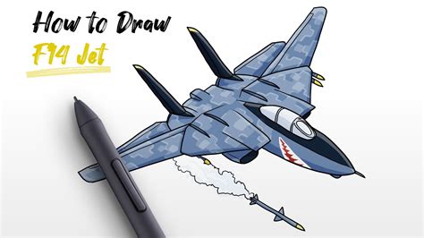 How to Draw a Fighter Jet F14 Tomcat (plane airplane) easy Step By Step ...