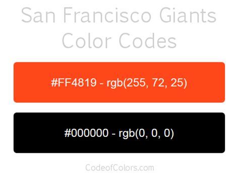 San Francisco Giants Colors - Hex and RGB Color Codes