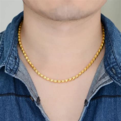 Men 24K Solid Gold 5 6mm 37g Fine Necklace Jewelry