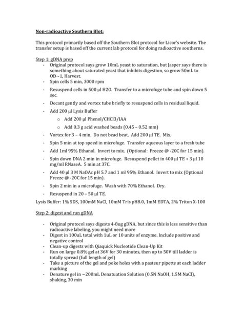 Non-radioactive Southern Blot: This protocol primarily based off the