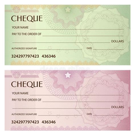 Check Cheque, Chequebook Template. Guilloche Pattern with Watermark ...