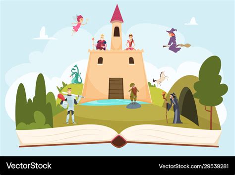 Open fairy tale book fantasy background with Vector Image