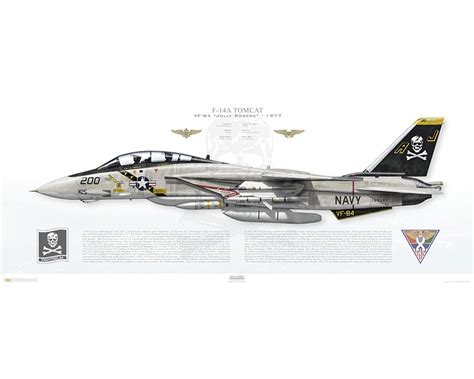 Aircraft profile print of F-14A Tomcat VF-84 Jolly Rogers, AJ200 ...