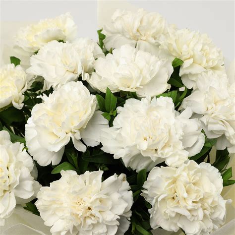 Online 12 White Carnations Bouquet Medium Gift Delivery in Singapore - FNP