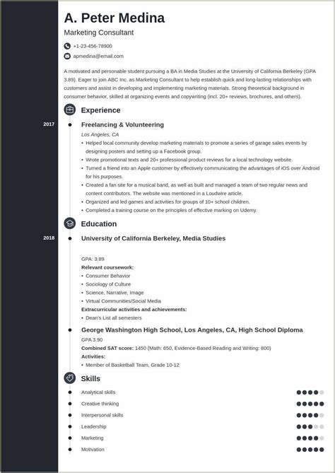 College Student No Experience Resume Examples - Resume Example Gallery