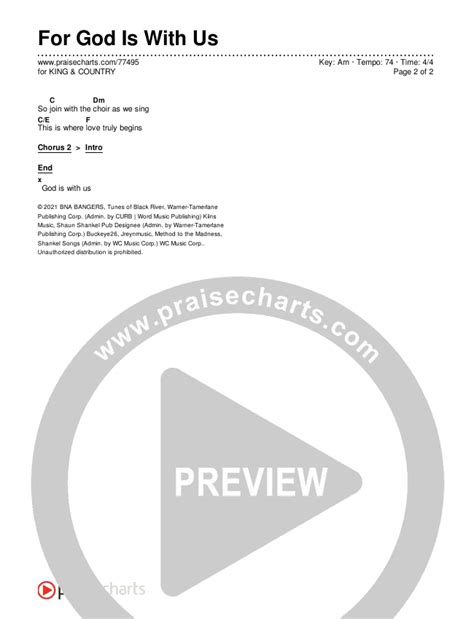 For God Is With Us Chords PDF (for KING & COUNTRY) - PraiseCharts