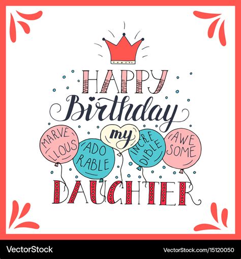 Color birthday card for daughter Royalty Free Vector Image