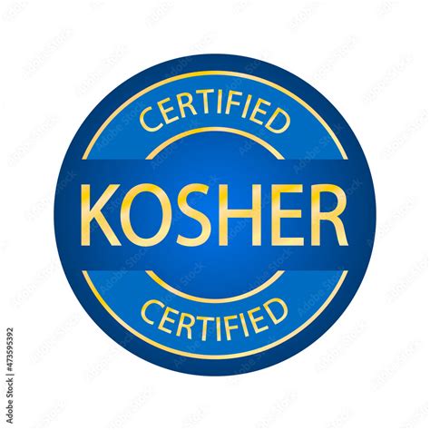 Kosher food products label, badge or logo. Vector Kosher sign certificate tag. Round icon ...