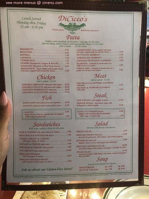 Menu at Diciccos Italian Restaurant, Madera, 516 S I St