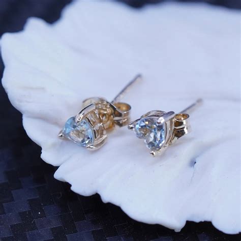 Vintage Vermeil Gold Over Sterling Silver 925 Studs Earrings With Topaz, Stamped 925 - Etsy