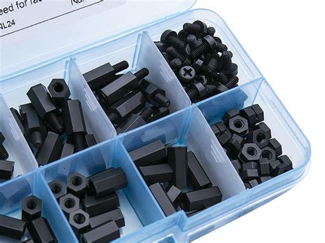 200pcs M2.5 Black Standoffs Nylon Spacer Hex Column Screws Nuts ...