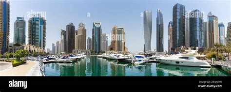 Dubai Marina Yacht Harbour Skyline Architecture Vacation Panorama in ...