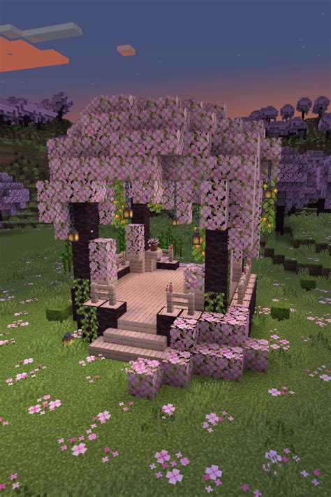 Minecraft Cherry Blossom Gazebo - trails and tales update | Ideias de ...