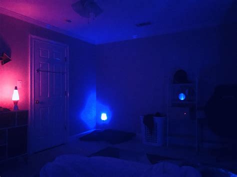 I bought blue nightlights and added the pink lava lamp, I usually like ...