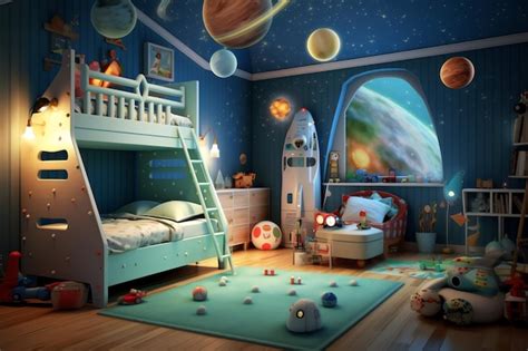 Premium AI Image | Modern child bedroom interior design in house with ...