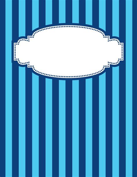 Free printable blue striped binder cover template. Download the cover ...