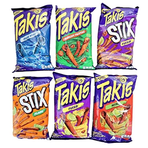 Takis Variety Pack - Takis Fuego, Takis Crunchy Fajitas, Takis Blue Heat, Takis Nitro 4 bags of ...