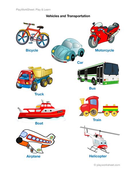 Learning Free Printables Vehicles