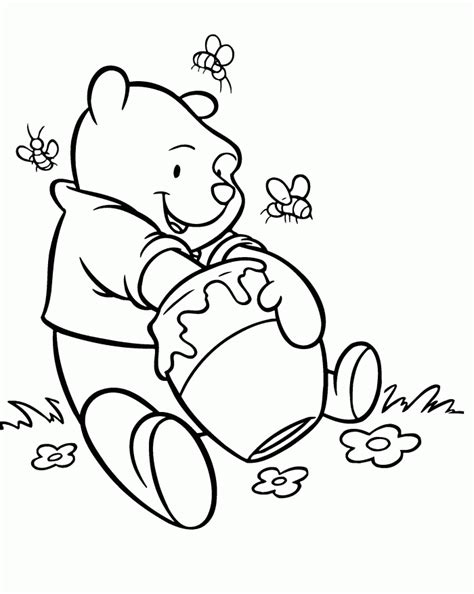 Winnie Pooh With Honey Bucket Coloring Page - Coloring Home