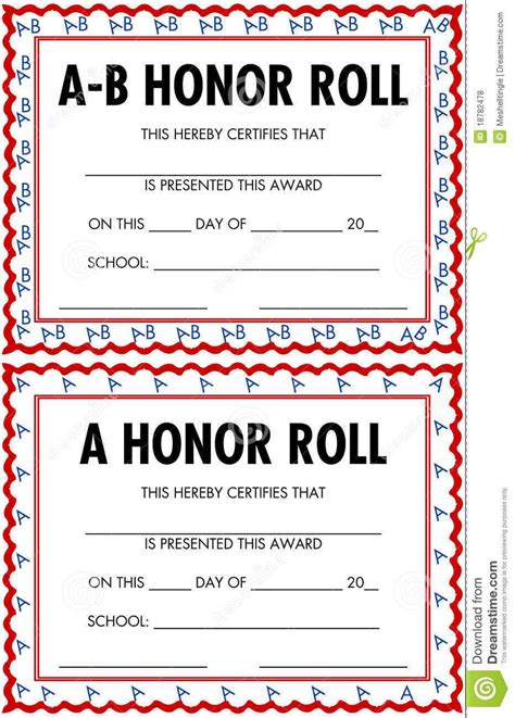 A/b Honor Roll Clipart Pertaining To Honor Roll Certificate Template - Professional Template Ideas