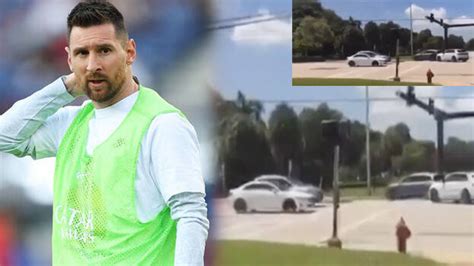 Messi narrowly escapes car crash as fan runs towards car; Video ...