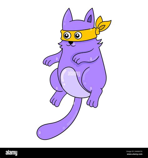 cute purple cat bandit, vector illustration art. doodle icon image ...