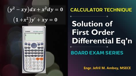 Solution of First Order Differential Equations | Calculator Technique - YouTube