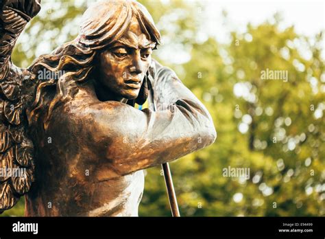 Close Up Detail Of Statue Of Archangel Michael With Outstretched Wings ...