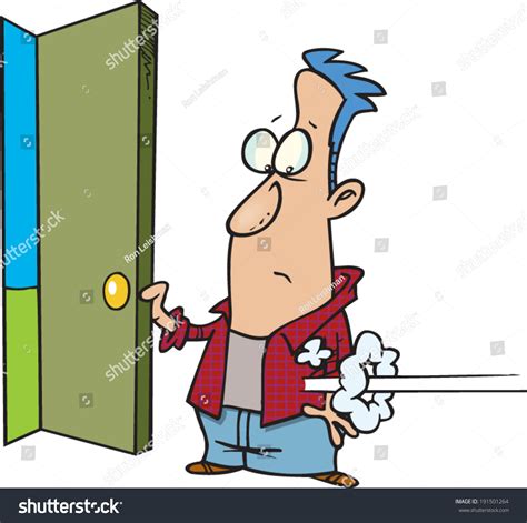 Cartoon Man Holding Open A Door Stock Vector Illustration 191501264 ...