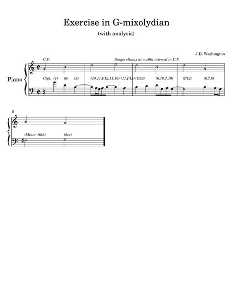 Excercise in G-mixolydian by Jermaine Dion Washington Jr Sheet Music for Piano Solo at Sheet ...