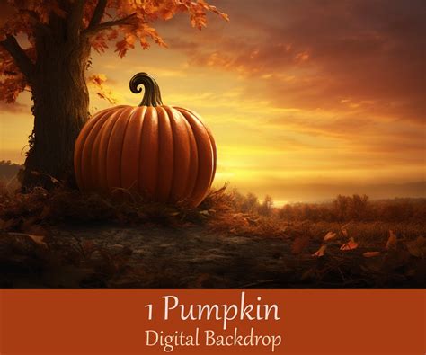 Autumn Pumpkin Digital Backdrop for Kids Portrait Fall Colors in Tones ...