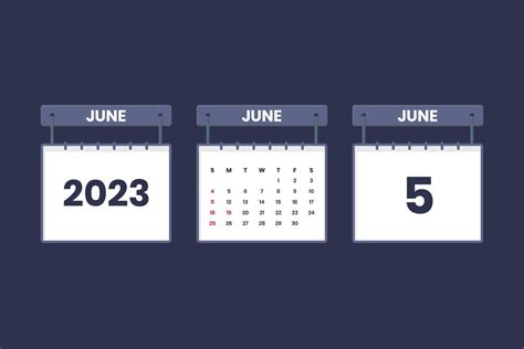 5 June 2023 calendar icon for schedule, appointment, important date concept 13018073 Vector Art ...