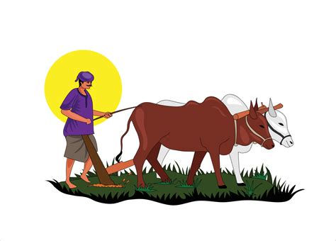 Indian Farmer Ploughing Clipart People