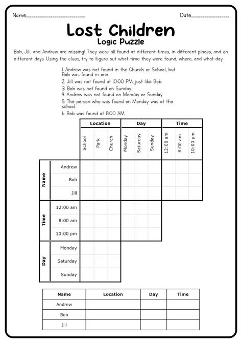 Logic Problems With Answers Printable